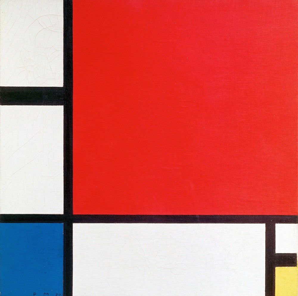 Moreover, the tape made of primary colours reminded us of this Mondrian painting. The contrast of colours reminded us of the 2 themes in this collage, entertainment and food. How some pictures are in direct contrast with one another but still correlates in the big picture.