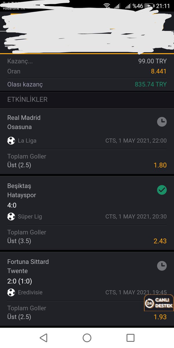 Kombine kuponumuz takır takır işliyor real madrıd maçı üst olursa sinerji yapıp destek verenlerden 2 kardesime hediye