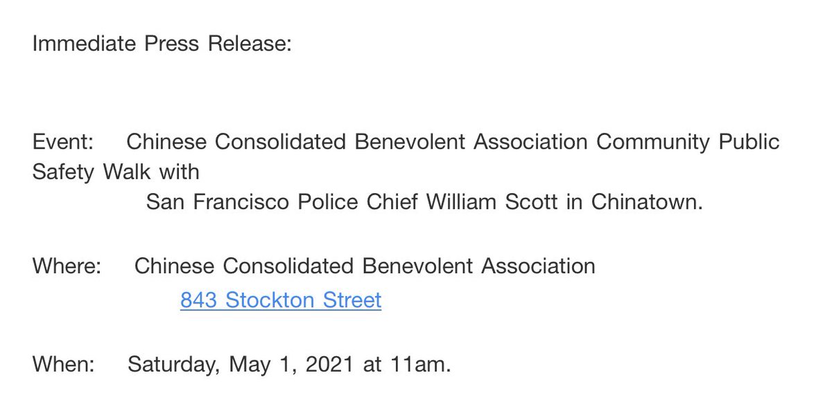 Ironically, SFPD Chief Scott has a tour in Chinatown today