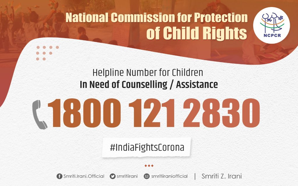 GOI has alerted Team <a href="/CHILDLINE1098/">CHILDLINE</a> &amp; <a href="/NCPCR_/">NCPCR</a> to engage with authorities to ensure safety of children. If you know any child that is in need of counselling or any assistance, please alert authorities on the helplines. Required support will be extended to every child in need.