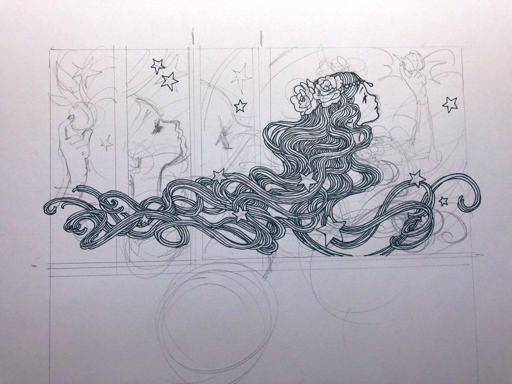 Here are some process shots of the traditionally drawn pages from The Magic Fish, as a treat. I hope you'll buy it from your local bookstores or check it out from your local library! https://t.co/jT9216j7t2 