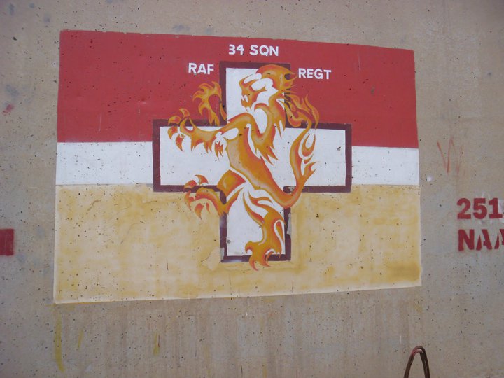 34 Squadron RAF Reg't t-wall art, Basra, Iraq, photographed 2010. For a first-hand look at the Iraq War, see 