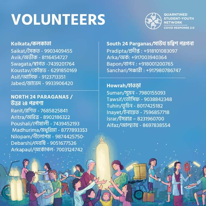 Helpline numbers of QSYN volunteers all over West Bengal.  #QSYN