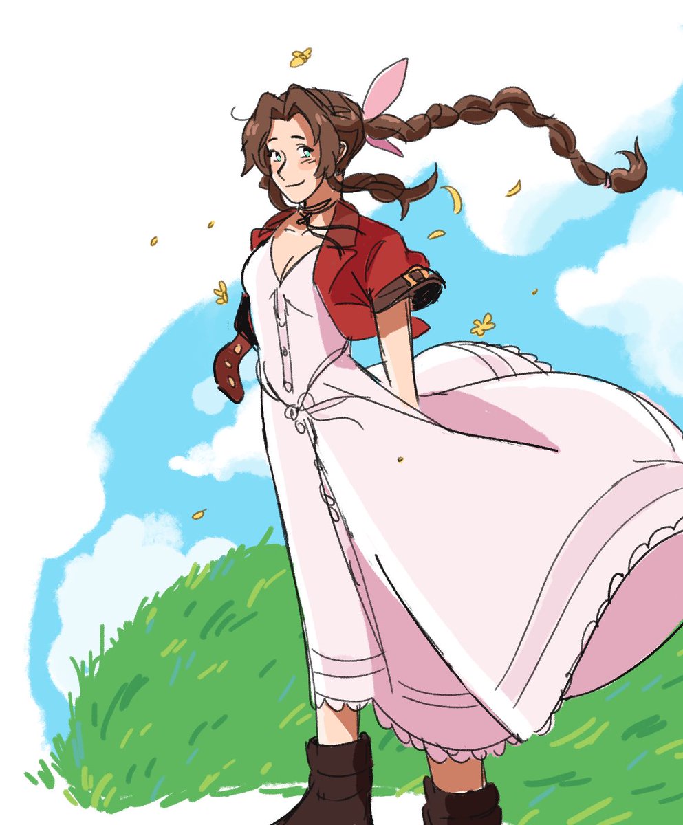 Watching ghibli movies make me wanna draw soft Aerith ;_; 