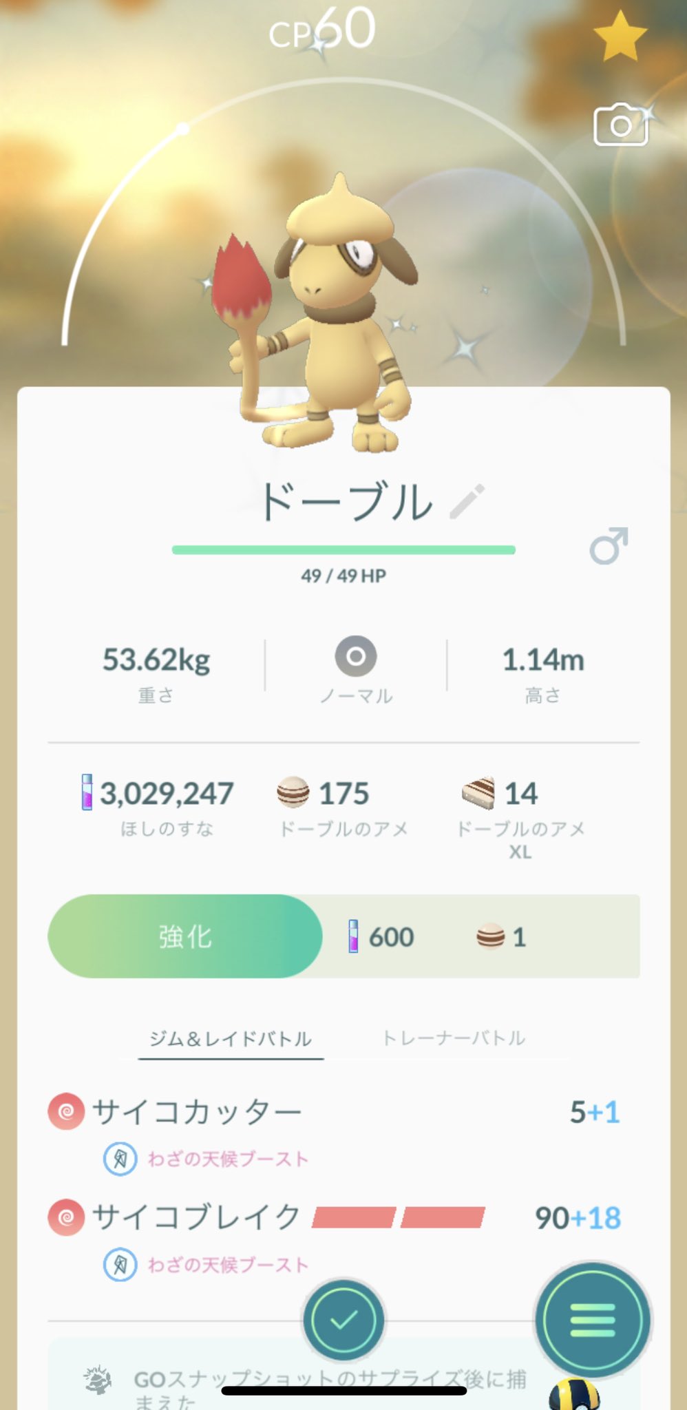 No0on1 やっと来てくれた めちゃくちゃミュウツーの写真撮りまくった 笑 うれしぃー ポケモンgo ドーブル 色違い