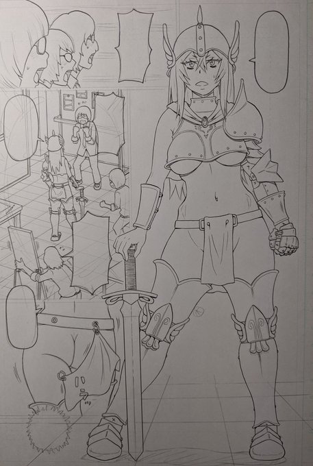 いつもならページが進むごとにヒロインの着衣は無くなりペン入れの作画コストは低下するけど今回はヒロインがエロシーンでこの衣装を着てしまうので今作は非常に難産になりそう😅 