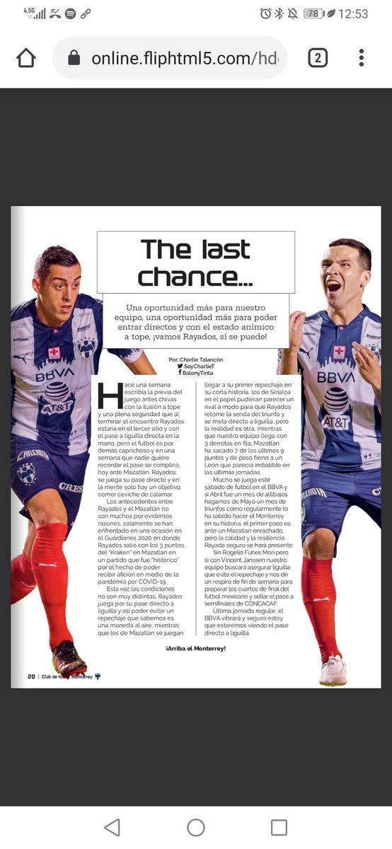 SoyCharlieT's tweet photo. Última llamada para la Liguilla directa ..
Por favor @Rayados es 01 de Mayo hay que seguir festejando
Mi columna para #RayadosVIP
#Rayados
#ArribaElMonterrey
#1roDeMayo https://t.co/0y41mXvE7g