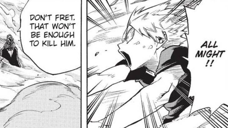 AFO also forced All Might to use the last bit of his power at that moment, which again is a huge milestone in Bakugou's character arc