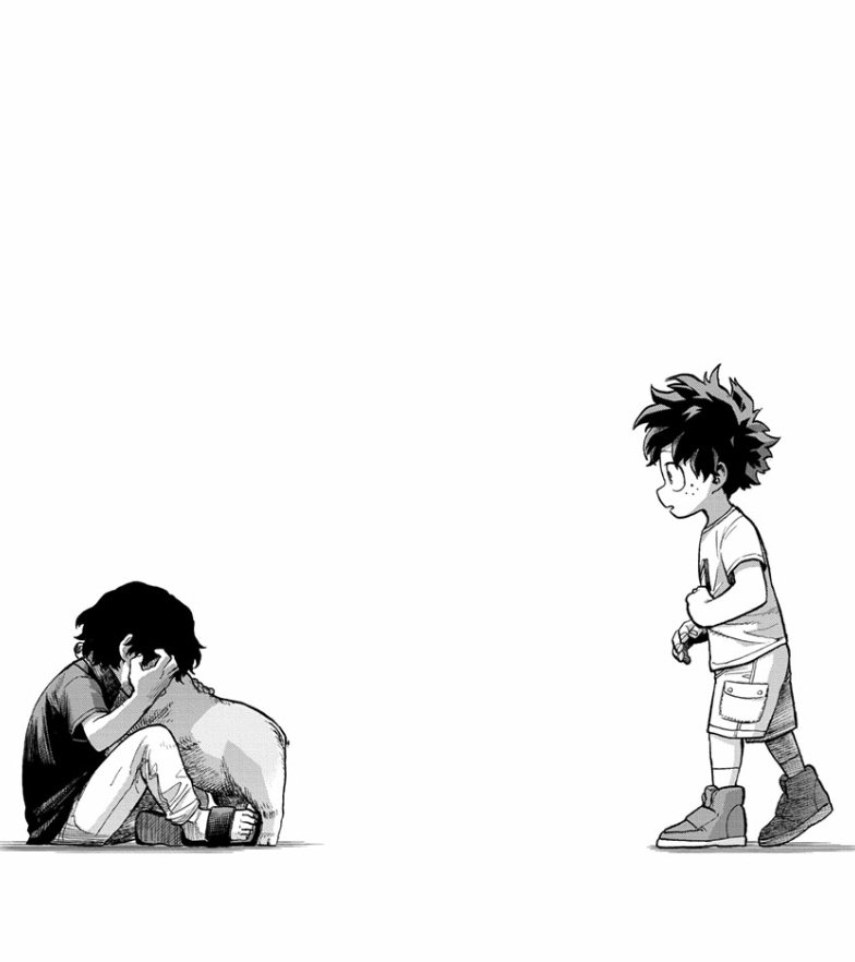 Another HC of mine is that, whilst he not particularly like it, I think Bakugou would atleast understand why Deku wants to save Shiggy. Because he was once that kid who looked like they needed help. Hori putting lil Deku in the same clothes in these panels was on purpose imo