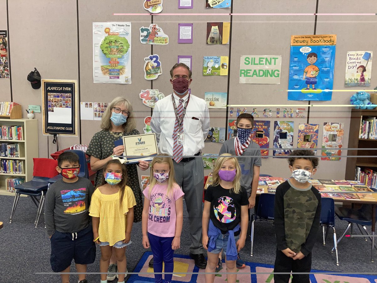 KyleCRuggles's tweet photo. Congratulations Mrs. Sandvold ⁦@AlamosaPark⁩ Library Technician ⁦@vusdstars⁩ Award recipient for excellence in literacy support for students &amp; service to community! https://t.co/Y2mVmm8cD4
