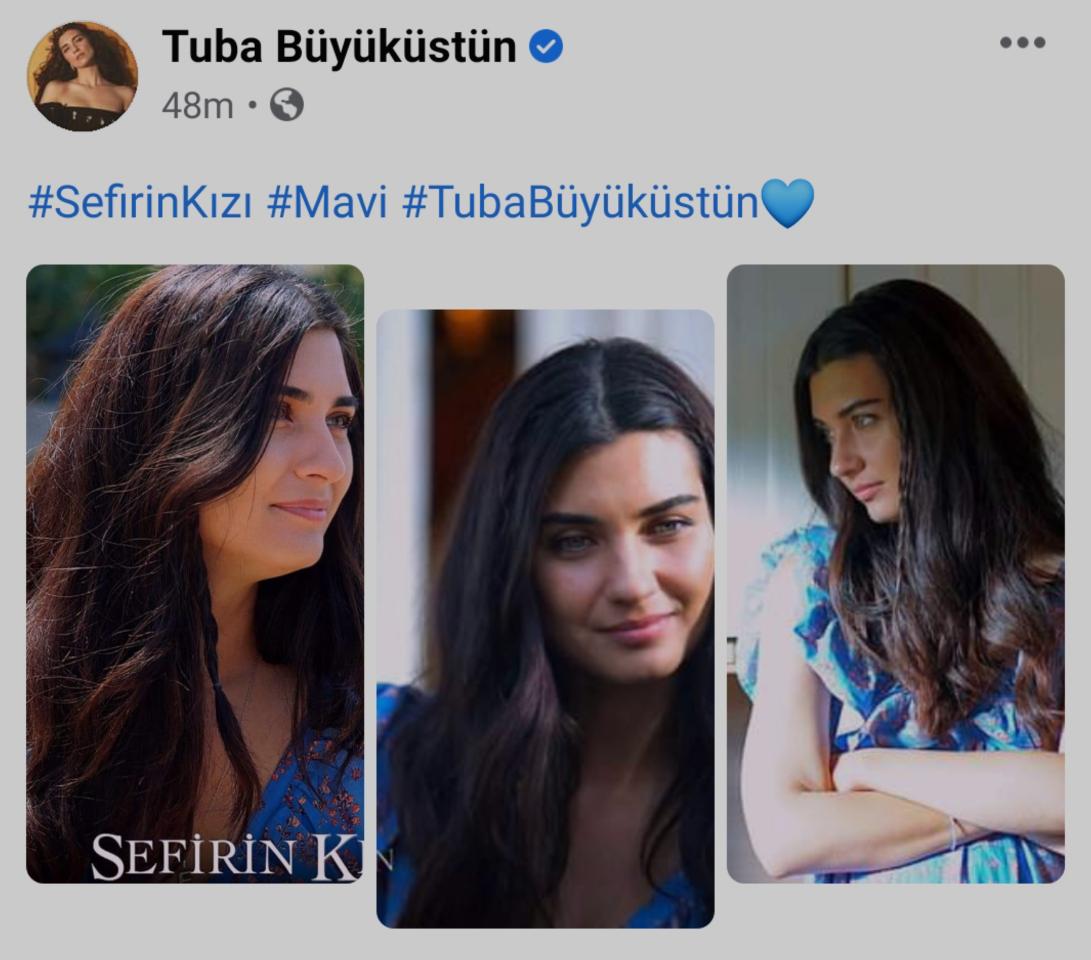 #TubaBüyüküstün  New post Facebook  💙❤