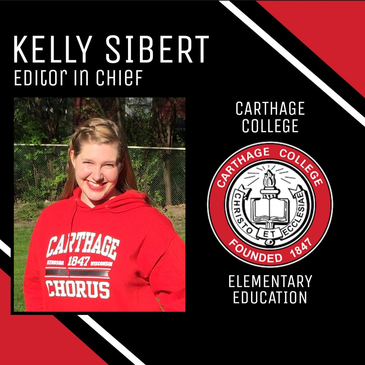 In honor of our yearbook seniors, congratulating Kelly Sibert, Editor-in-Chief who is going to major in elementary education at Carthage College! ❤🖤🤍