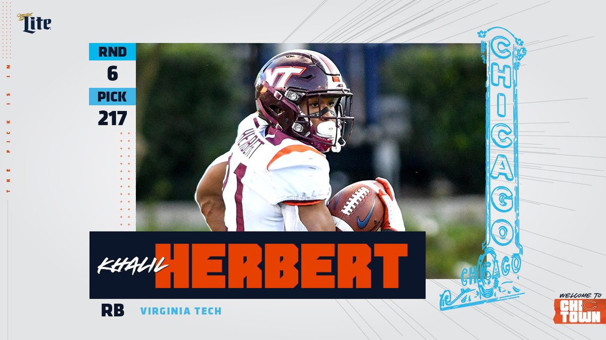 Different position but a name we're no stranger to...

Welcome to Chicago, RB Khalil Herbert!
#BearsDraft | 🐻⬇️