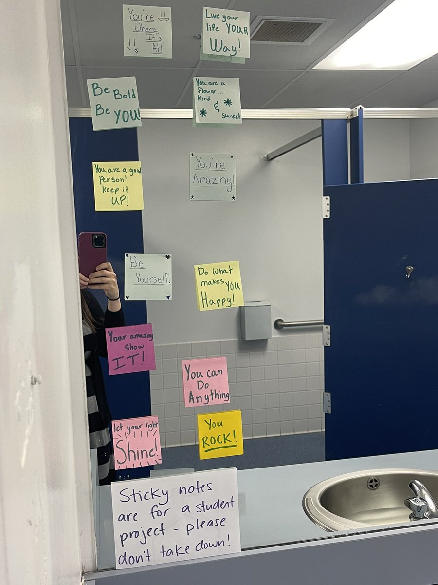 This student learned about Mirror Messages, an effort to increase self-esteem and body positivity. They created a slideshow that was shared in our school-wide guidance lessons & Ss put positive sticky notes up in bathroom mirrors.  #socialjusticeexploration  #mtsdvt  #sschat  #vted