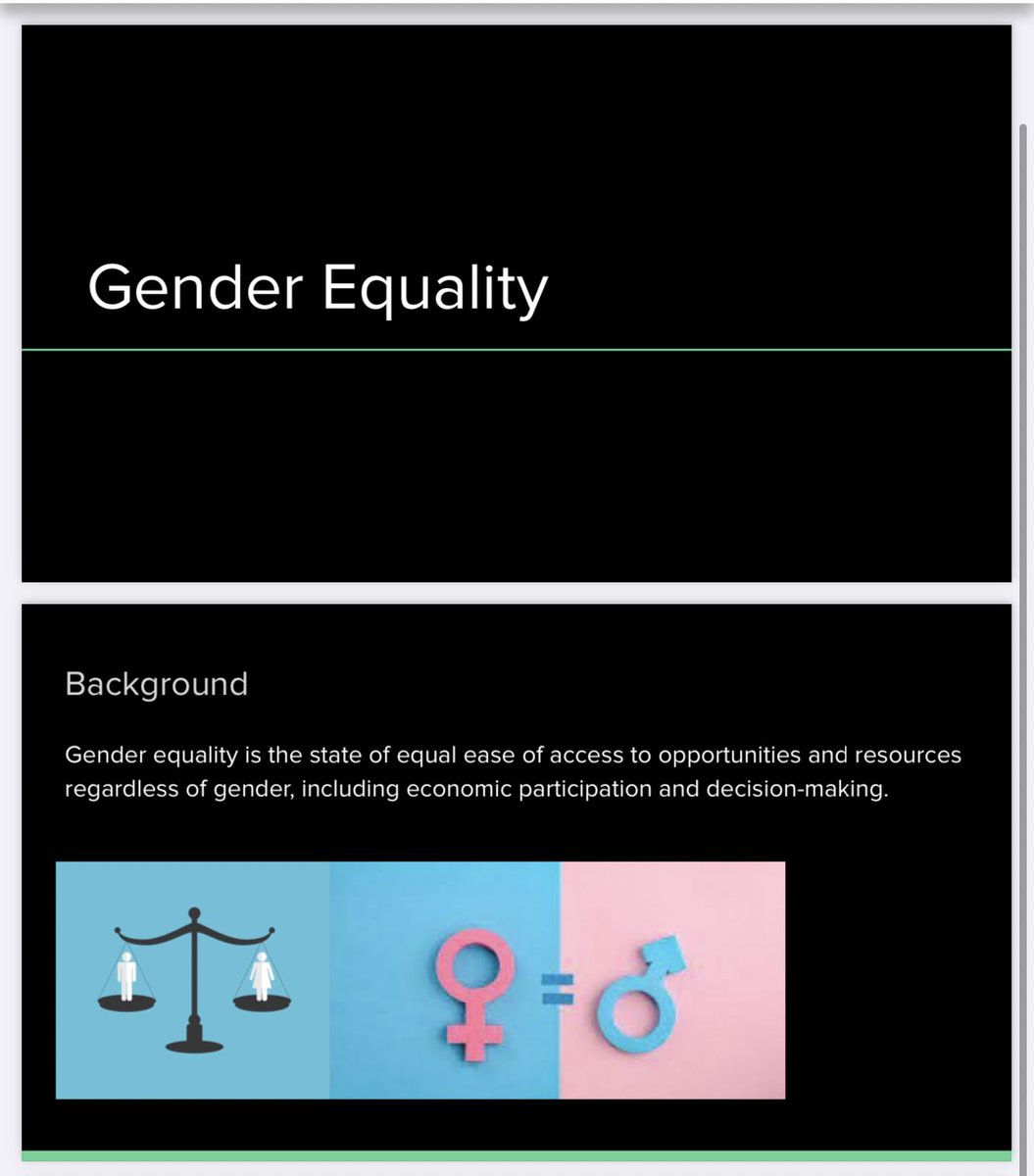 This student made a slideshow about gender equality to raise awareness.  #socialjusticeexploration  #mtsdvt  #sschat  #vted