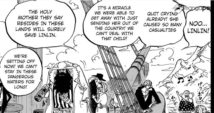 Exploring Big Mom's backstory. A threadBig Mom was abandoned on Elbaf at age 5. Already a giant human. Her parents unable to raise her, apparently she was already causing devastation. The ship they're on, seems a strange mix of official and illegal by the people's attire.
