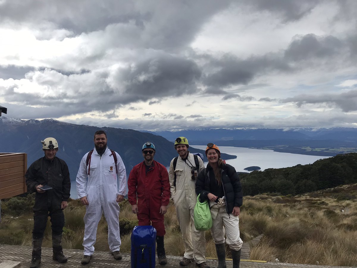 woodunderground's tweet photo. On the way to the first cave day in Fiordland last week... the suits were not as clean a few hours later. Monitoring in the deep south with @wegeochem @SebHoepker https://t.co/Zdrd6rgy7u