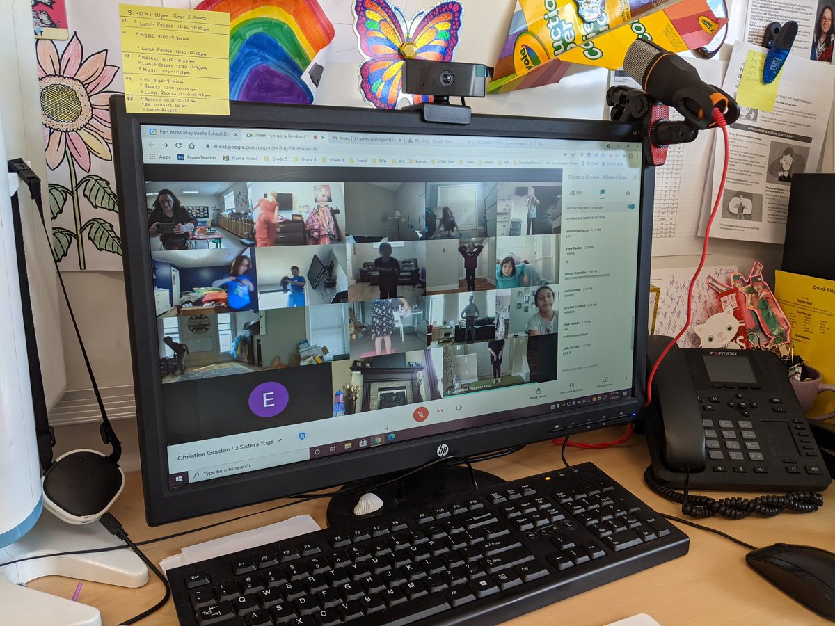 MsBarringtonCG's tweet image. Probably my favourite part of #fmpsdlearningathome this week? These doggos joining @yoga_sisters and us for some #friyay yoga 🤣😂 @ChristinaGFMPSD @FMPSD @appleschools #iteachthird #healthyschools #grade3istheplacetobe
