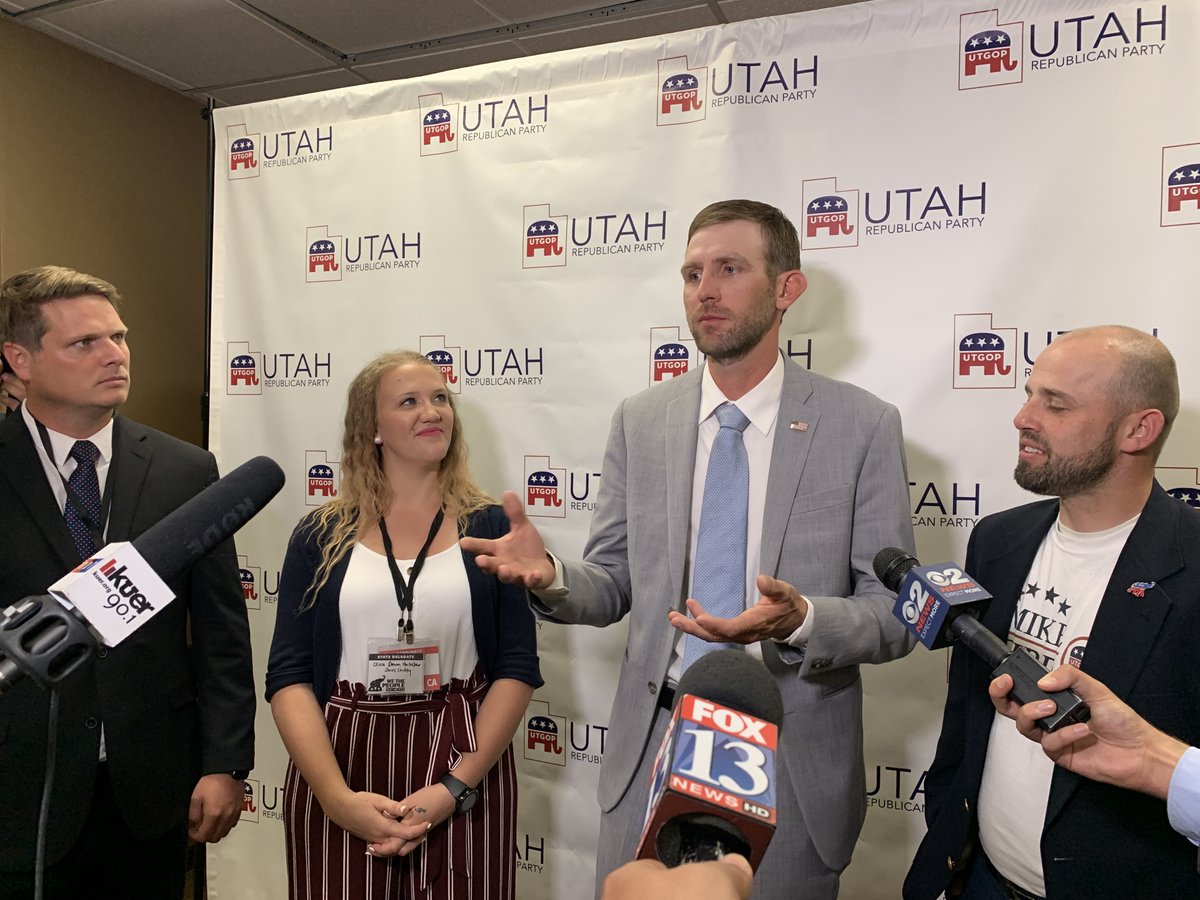 The new  @UtahGOP leadership just met with reporters. Fun fact: Chair Carson Jorgensen is a sheep rancher by profession.  @fox13  #utpol  #utgop