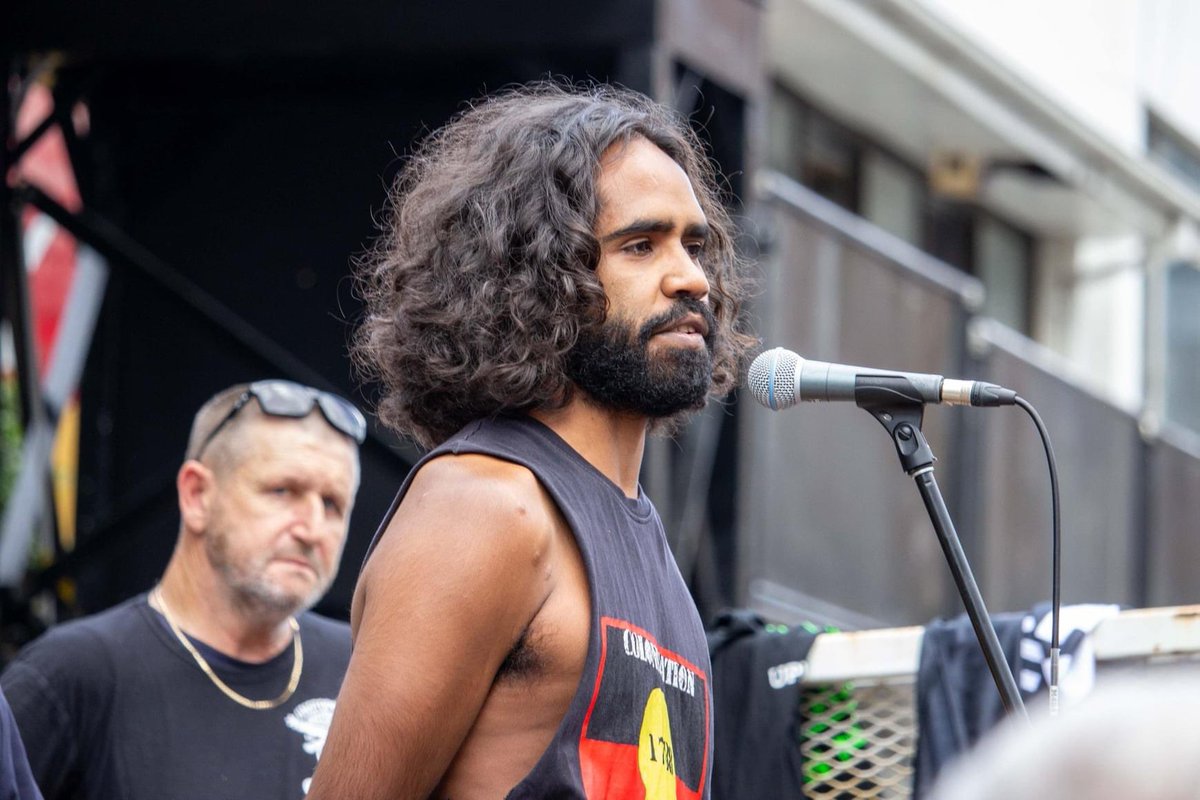 Ian Brown from Gamilaraay Next Generation addresses the #MayDay2021 crowd in Sydney about the Narrabri coal seam gas project.