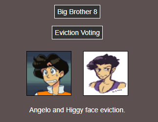 Text: Angelo and Higgy face eviction.