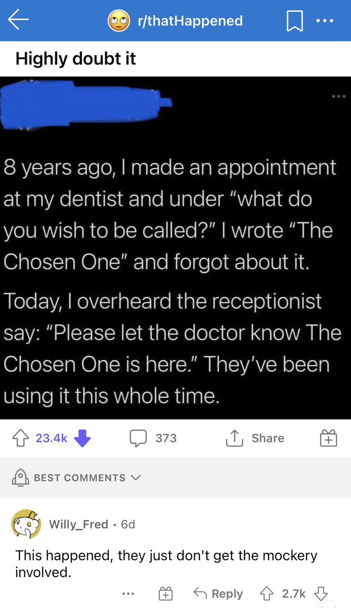 Dan Wilbur 8 Years Ago I Made An Appointment At My Dentist And Under What Do You Wish To Be Called I Wrote The Chosen One And Forgot About It