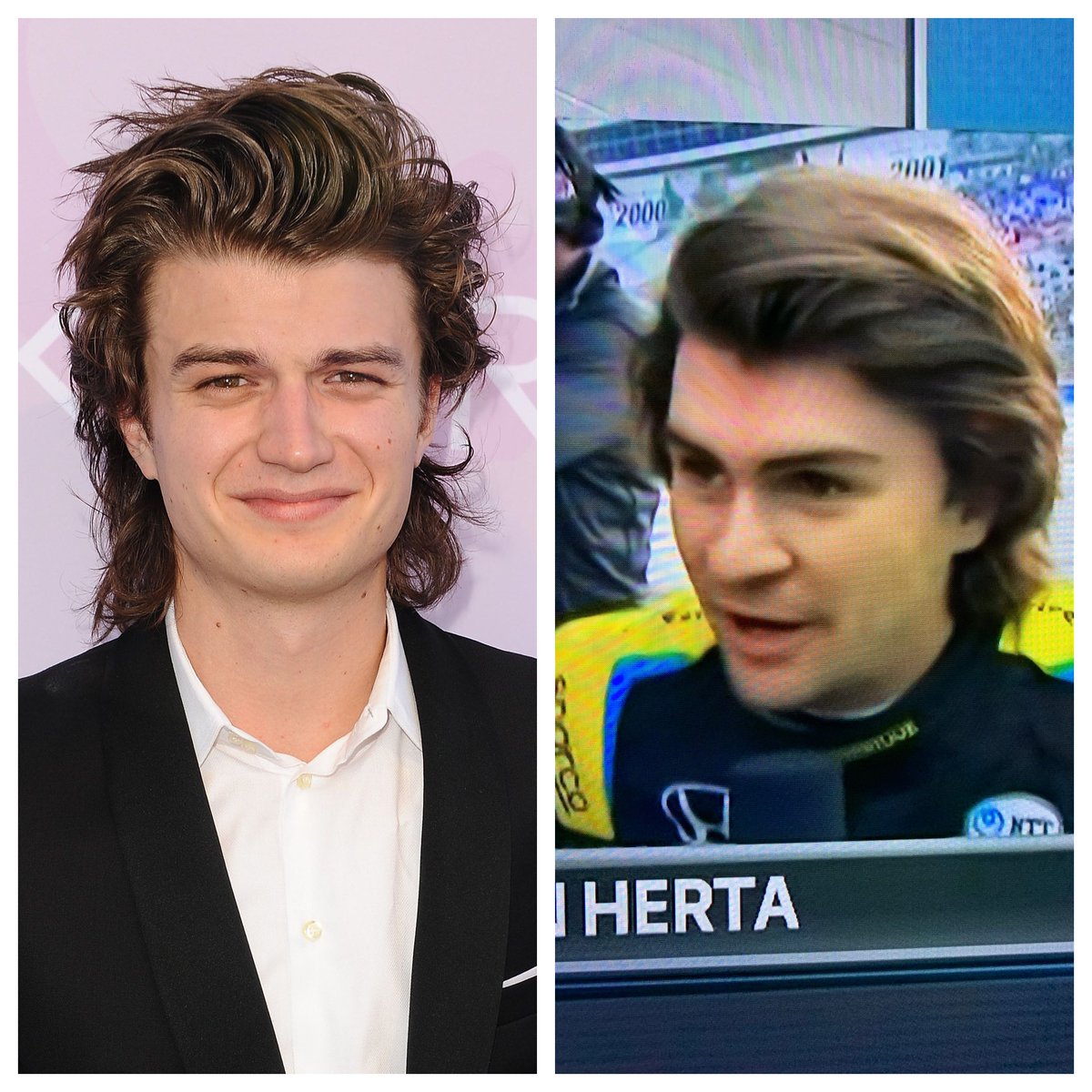 NotRobinMiller's tweet image. Notice you never see Joe Keery and Colton Herta in the same place at the same time??? 🤔  #INDYCAR #Genesys300 #StrangerThings #Netflix