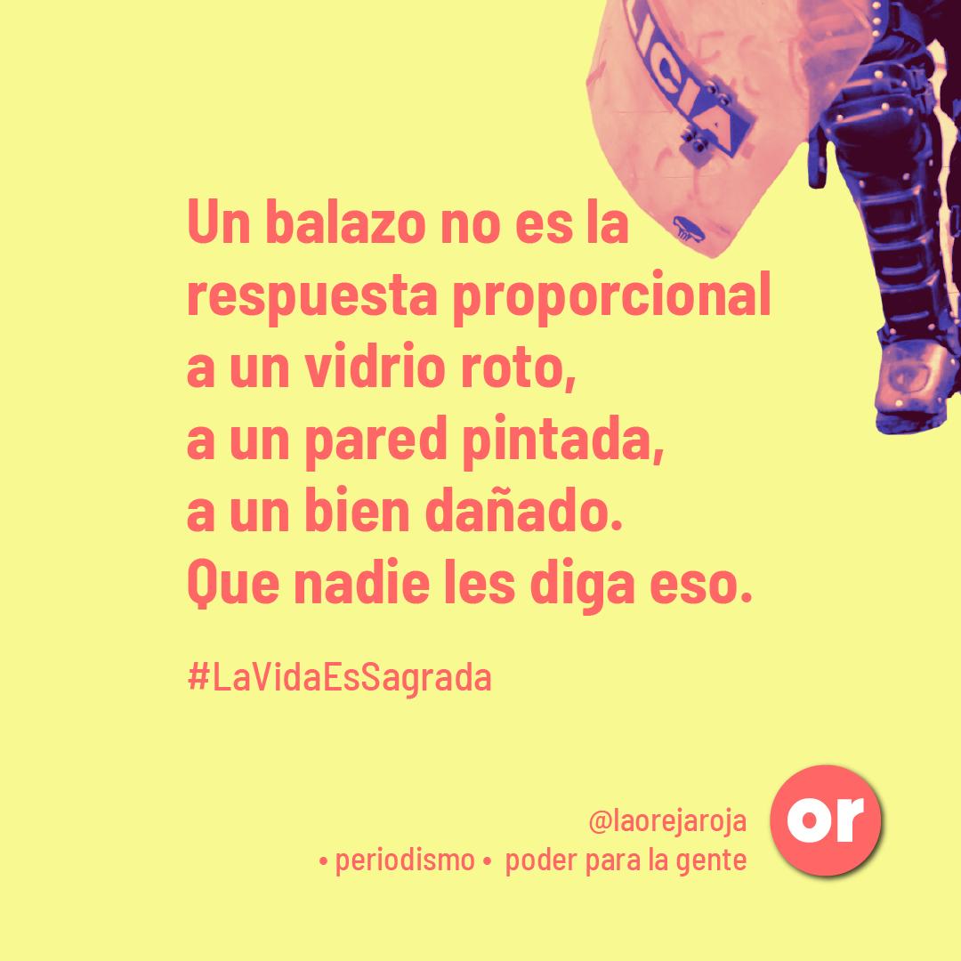 Que nadie les diga que las vidas de quienes protestan no valen. En las calles se lucha por su derecho a vivir, a estudiar, a tener un acceso digno al empleo y a la salud. En las calles se lucha por toda Colombia. #laorejaroja 

#paronacional 
#ParoNacional1M