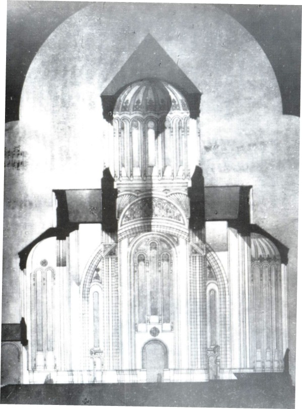 Here are final sketches of the design of the Cathedral. Its prayer hall was able to accommodate 1,500 parishioners.
