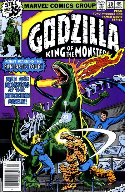 Okay. That's 10 books. Gonna put a pin in it there. :)Time for some shuteye.ttyl!Ok, ONE quick bonus round:The Thing punching a shrunk-down Godzilla!Dude, THAT'S comics! You can't beat that!(And good luck finding that collected anywhere! Time to go to the back issue bins!)