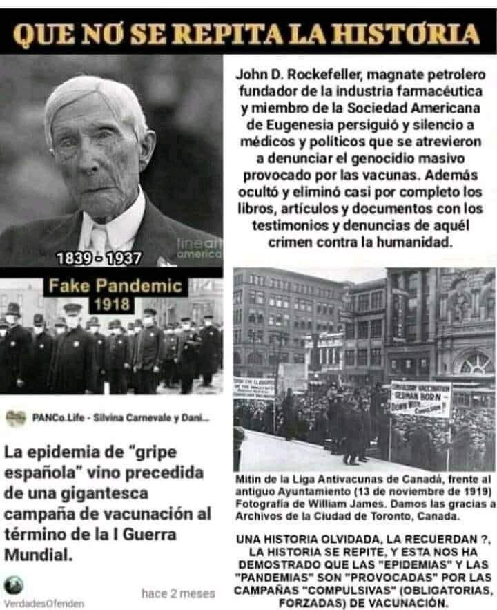 Wherter4's tweet photo. @NeyCastillo9 Sabias que...LA LLAMADA “GRIPE ESPAÑOLA” DE 1918 FUE UNA PANDEMIA MUNDIAL CAUSADA POR ROCKEFELLER Y EL EJÉRCITO AMERICANO https://t.co/W8UfAOo6Bw