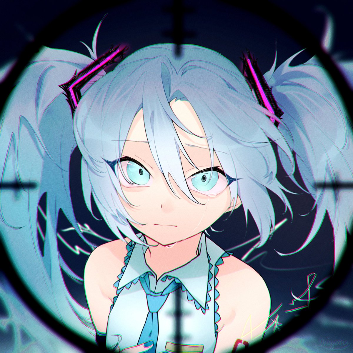 初音ミク 「その頭を撃ち抜いて 」|miyoru@多忙のイラスト