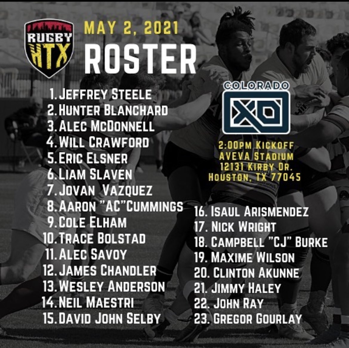 You’re <a href="/RugbyHTX/">Rugby HTX</a> team to take on the <a href="/RugbyTownNTC/">RugbyTown National Training Center</a>