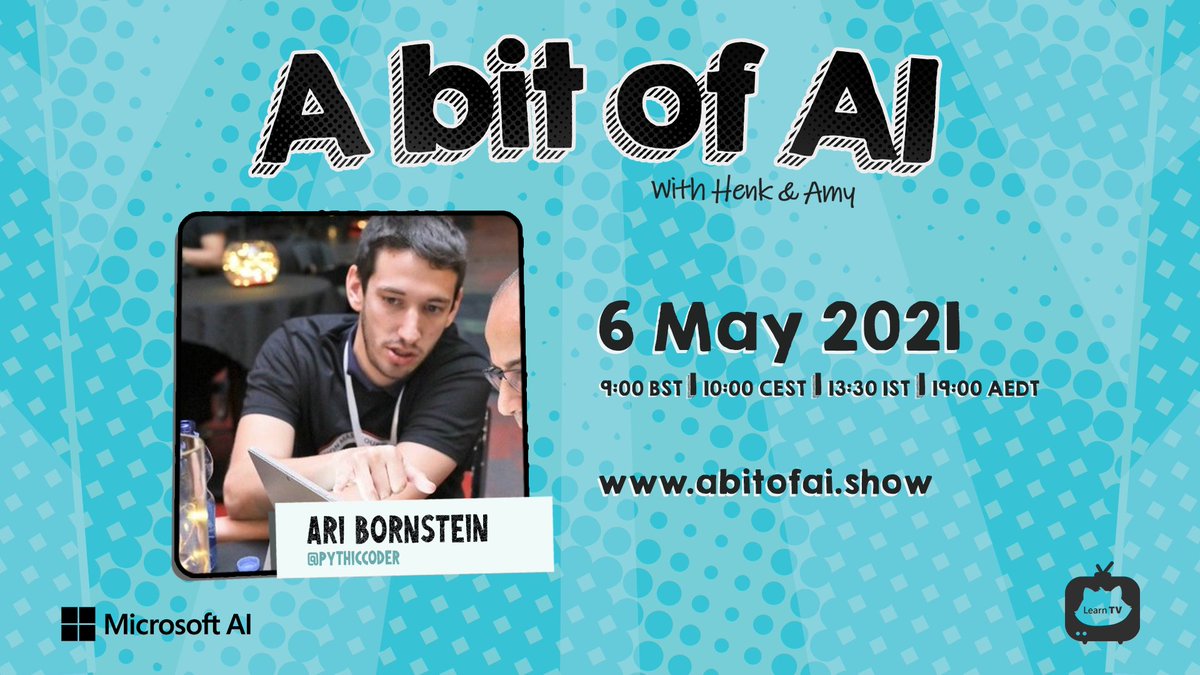 CsharpCorner's tweet image. Join @hboelman and @AmyKateNicho with guest speaker @pythiccoder on May 6, 2021 at 10:00 AM(CEST) for the next episode of @AbitofAI. 

Live streaming at csharp.live

#abitofai #csharpcornerlive #ArtificialIntelligence #live #AI