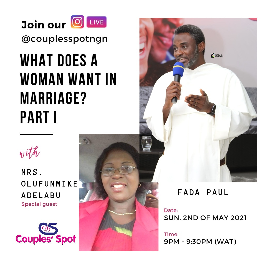 couplesspotngn's tweet photo. Have you ever wondered about what women really want in their marriages? Do you think you're doing enough but yet your efforts does not seem to be satisfactory to your wife? 

The month of May is dedicated specially to our women. 

1/4 https://t.co/6MyM0kIWKb