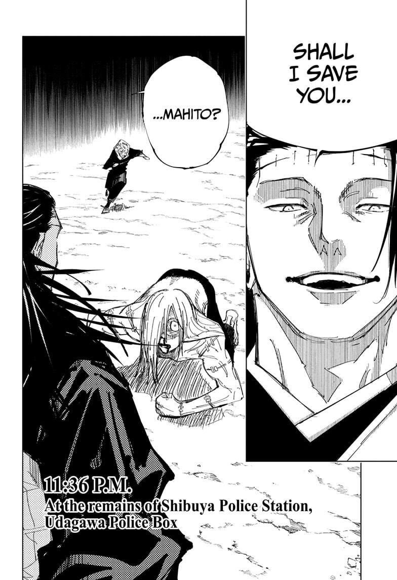 kenjaku was actually the one who offered to save mahito but he declined this offer by physically retaliating instead, mahito fought until the very end and did not beg even in his final moments https://t.co/xTbMfW1dTo 