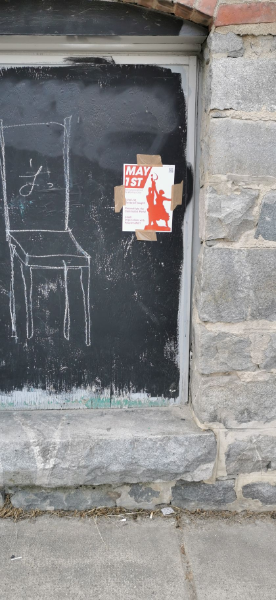 RSMVancouver's tweet photo. A supporter in Nelson did postering recently. In response someone wrote a message on the wall where a few posters were put up. If you wrote the message please reach out to us! 
#Nelson #NelsonBC #InternationalWorkersDay2021 #mayday2021 #May1st #mayday #InternationalWorkersDay https://t.co/nouudW577X
