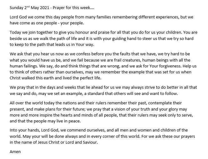 dumfriesnw's tweet photo. 3/3 May the blessing of Almighty God be with you and all whom you love this day and forevermore. Amen

Colin
Rev Colin Sutherland, Interim Moderator #DumfriesNorthwest @churchscotland https://t.co/TWRG9GxEAH