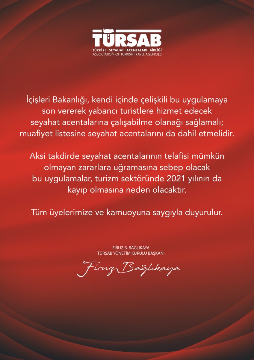 #TuristiMağdurEtmeyin
#SeyahatAcentalarınınÇalışmasıEngellenmemeli
#TuristeHizmetEdenSeyahatAcentalarıMuafOlmalı
#SeyahatAcentalarınaGörevBelgesiVerilmeli