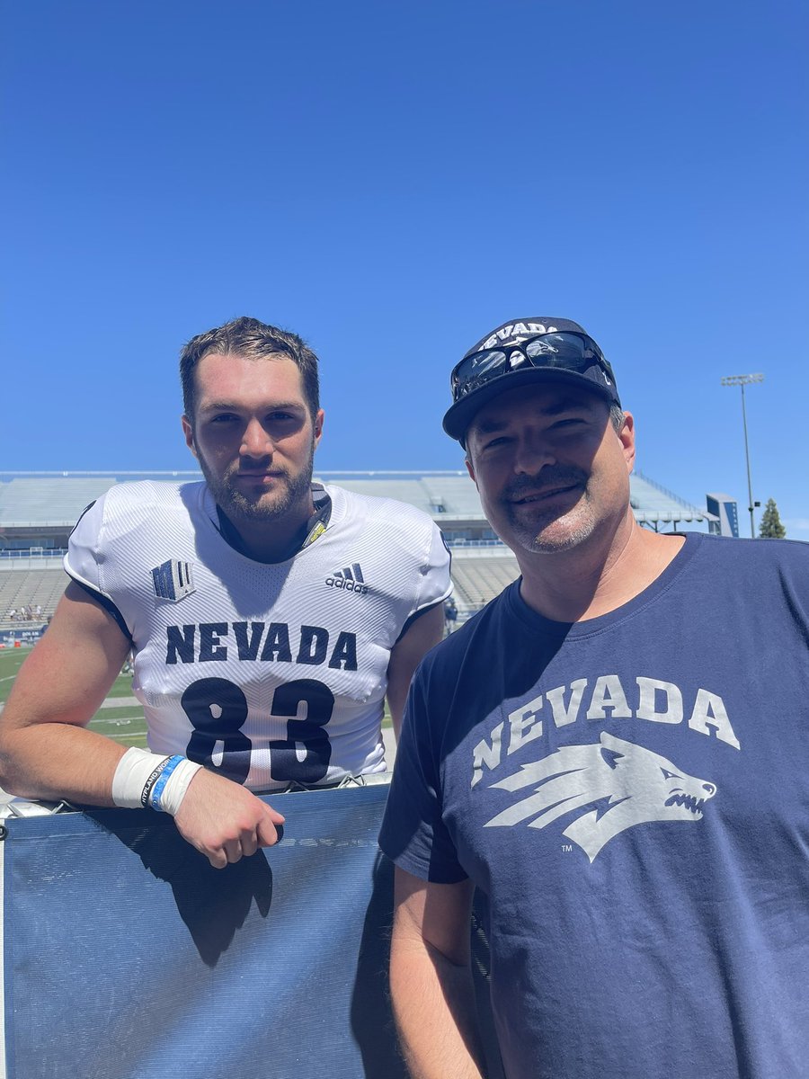 coronasmiths's tweet photo. Today was pretty amazing! A couple completions and a good learning curve for @iaaronsmith1 #83 at the University of Nevada Reno Spring Game today @NevadaFootball. Keep pushing son! Today was just the beginning for you! #wolfpack https://t.co/sXVY2GMK57