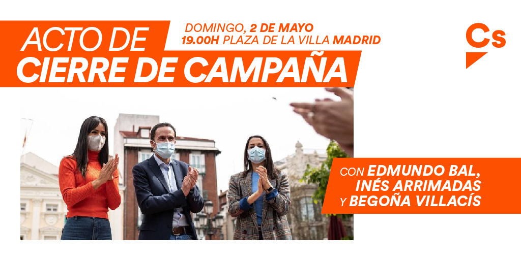 CS_Madrid's tweet photo. 🌤️ ¡Buenos días!

🔛🍊 Te esperamos esta tarde, junto a @BalEdmundo, @InesArrimadas y @begonavillacis para cerrar la campaña electoral.
Síguelo también #EnDirecto 📽️ https://t.co/sup6P6y3oX https://t.co/qW1zVJUoUY