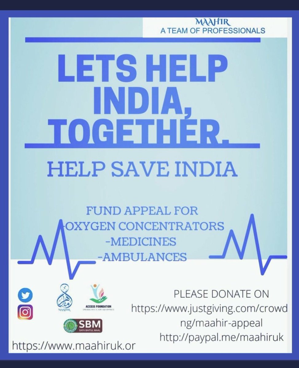 umairDrKhan's tweet photo. This is our charity organisation- MAAHIR a big group of professionals from various fields in the UK. We have procured good quality refurbished medical equipment for transport to India and have partnered with excellent local charities. Please retweet and amplify this appeal. https://t.co/cinEIlPYQl