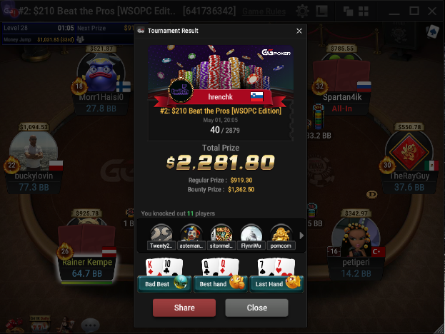 Had great run in 210$ Beat the Pros on <a href="/GGPoker/">GGPoker</a> yesterday. Insane spot with 45k$+ up top dayuuuuuum 🐼🐼🐼