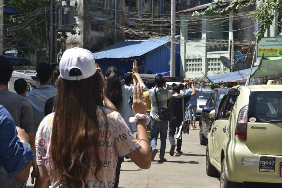 At Yangon , Tamwe Township , Myanmar : Our voices have not stop.
Our flags are still flying in the air. 
The military dictator will have to pay for each of the bloodshed.
Global Spring Revolution
#May2Coup 
#SpringRevolution 
#WhatsHappeninglnMyanmar