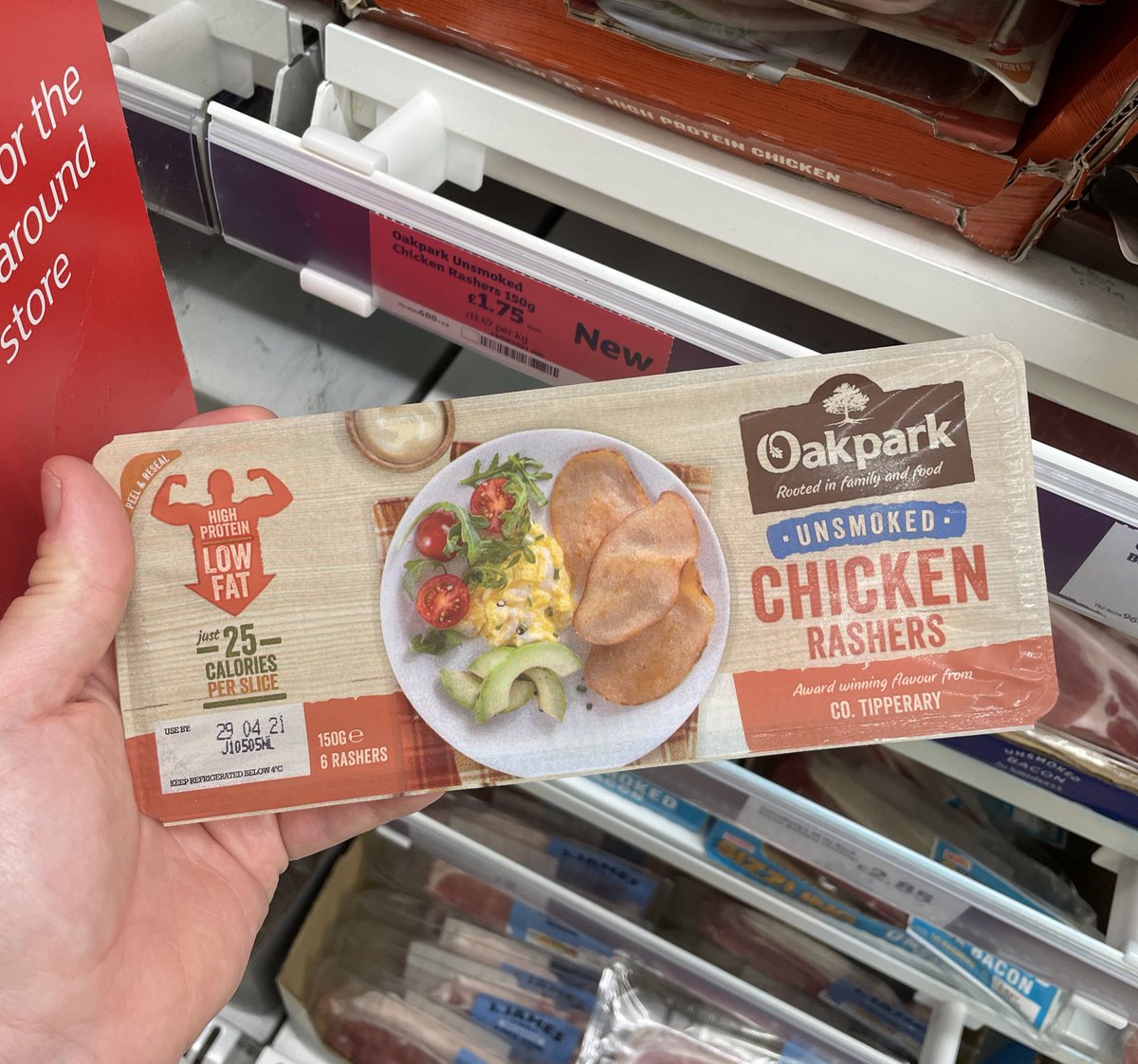 Oakpark Chicken Rashers! 🥓🥓 At Sainsbury’s <a href="/OakparkFoods/">Oakpark Foods</a> #oakpark #chicken #chickenrashers #chickenbacon #wellthisisnew