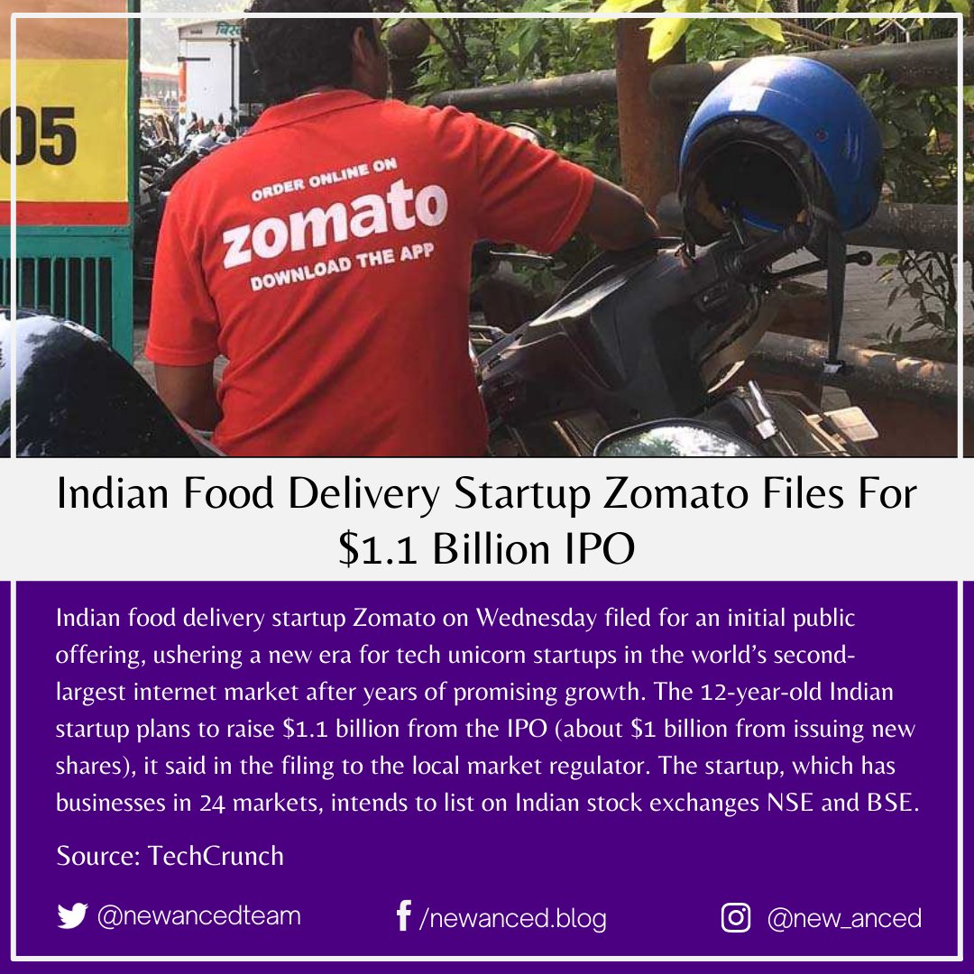 sciencenstuf's tweet photo. Indian Food Delivery Startup Zomato Files For $1.1 Billion IPO
Source: TechCrunch
📷 https://t.co/cmHNFJUomp
#tech #news #zomato #fooddelivery #startup #initialpublicoffering #internetmarket #nse #bse #ipo #techcrunch
https://t.co/tbXoX04V8x https://t.co/fXIAKpCiqH