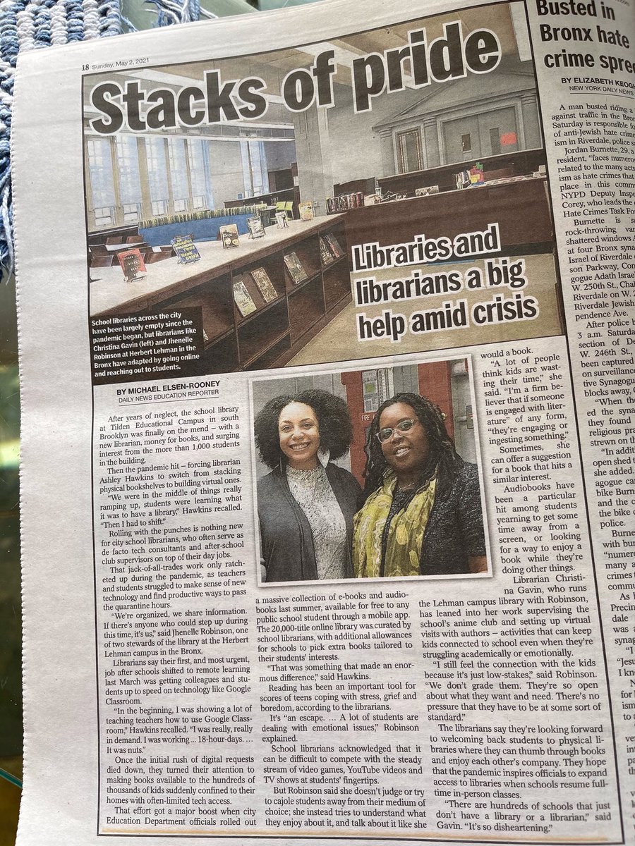 NYC School librarians take the lead. Imagine what education would look like if @DOEChancellor and @NYSEDNews enforced the state mandate of a library and certified school librarian in every school! Students deserve #ALibrarianinEverySchool @NYCMayor @NYCDOEOLS @NYLA_1890 @nycsla
