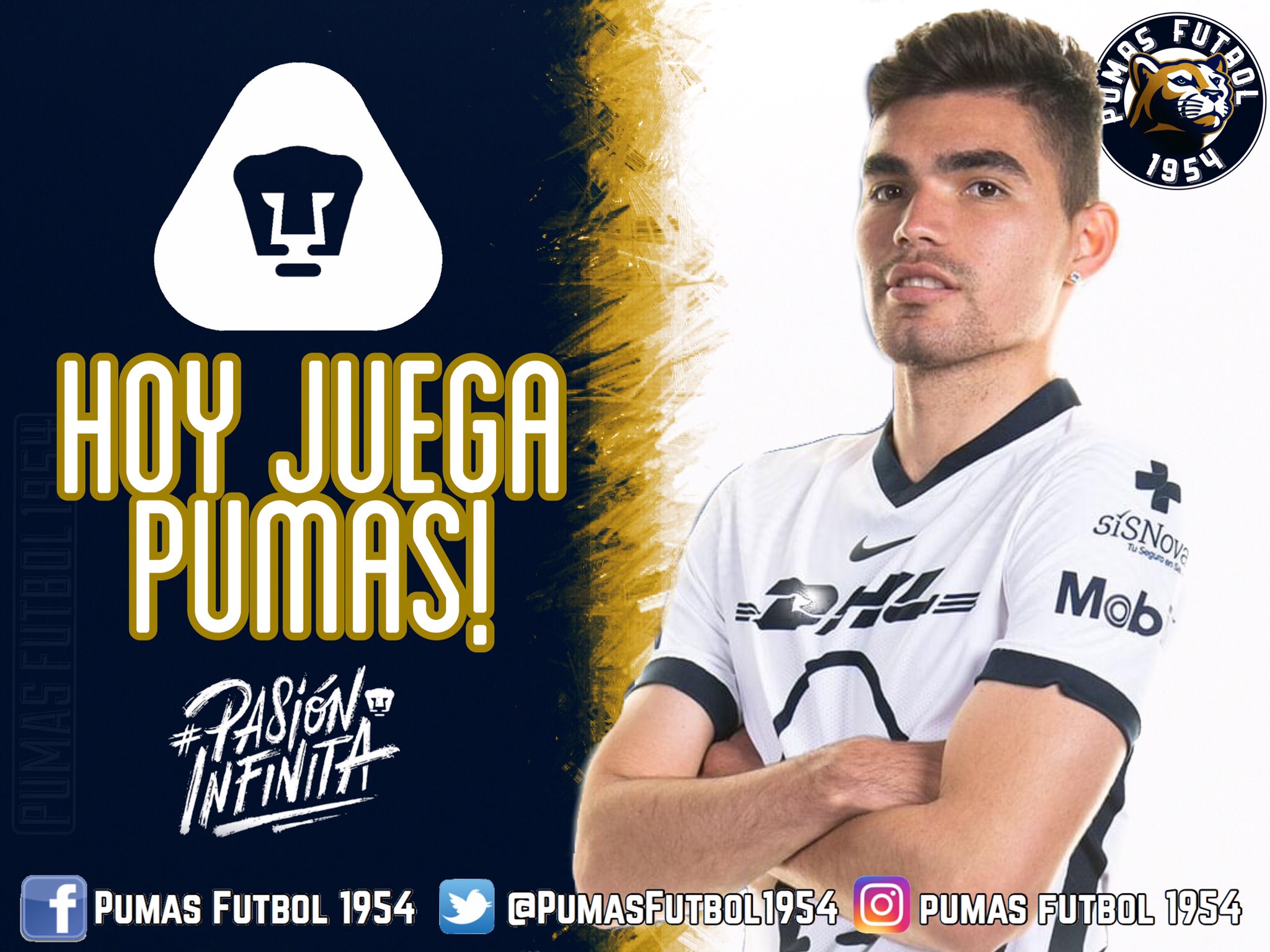 Pumas Futbol 1954 on Twitter: "HOY JUEGA !!! ⚽️ PUMAS Vs America 🏟Estadio Olímpico Universitario ⏱21:05 hrs 🖥TUDN #SoyDePumas #PumasFutbol1954 https://t.co/TFNwE7IVWo" / Twitter