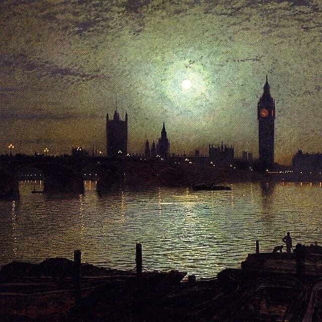 Westminster Bridge by Moonlight, John Atkinson Grimshaw, 1880