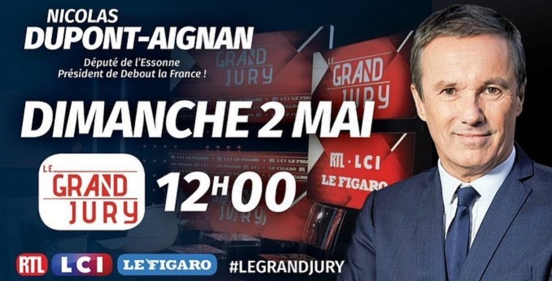 🔴 <a href="/dupontaignan/">N. Dupont-Aignan</a> en direct sur le plateau du Grand Jury <a href="/RTLFrance/">RTL France</a> !